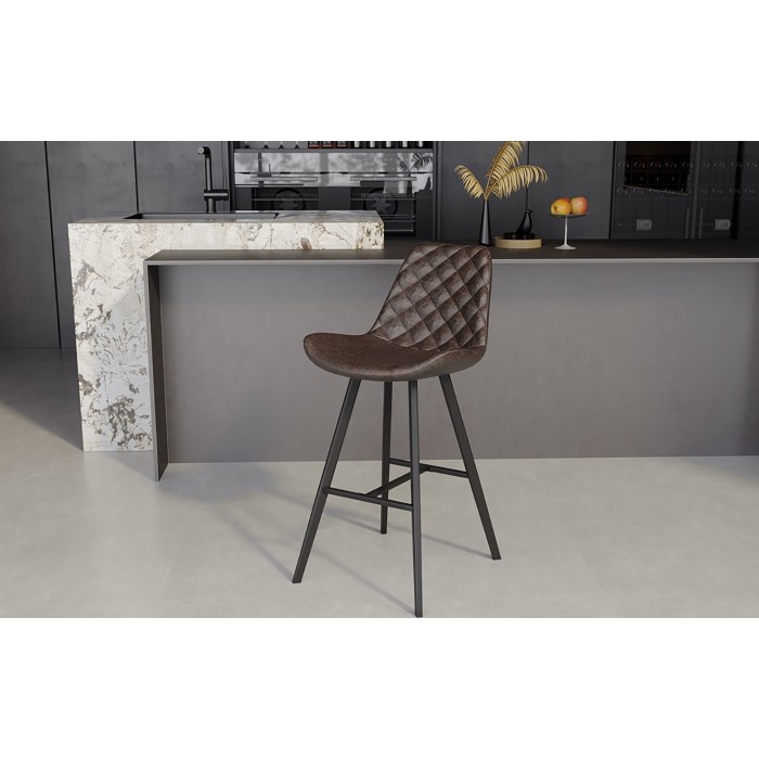 Chaise de comptoir 'Alicanta' PU Brun foncé