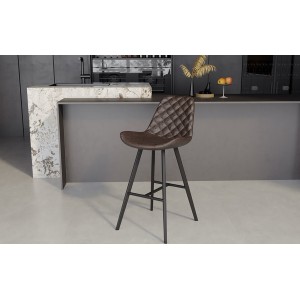 Chaise de comptoir 'Alicanta' PU Brun foncé