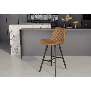 Chaise de comptoir 'Alicanta' PU Cognac