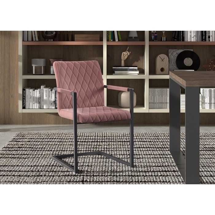 Chaise 'Brigotte' Velours Rose