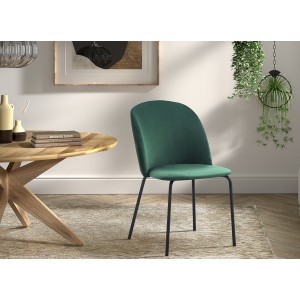 Chaise 'Leni' Velours Vert Pieds Noir