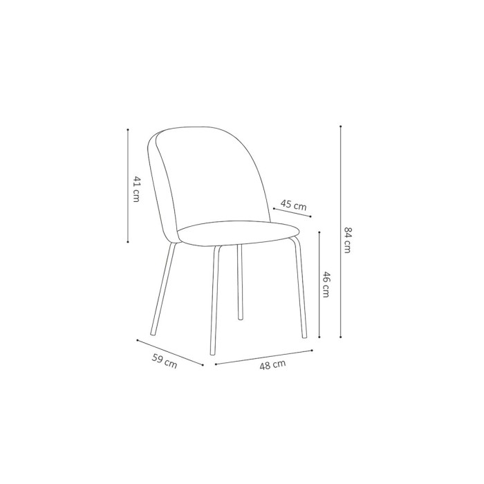 Chaise 'Leni' Velours Bleu foncé Pieds Noir