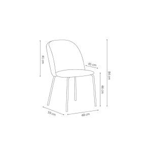 Chaise 'Leni' Velours Bleu foncé Pieds Noir