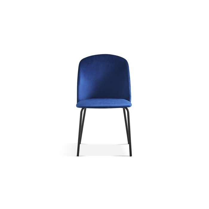 Chaise 'Leni' Velours Bleu foncé Pieds Noir