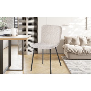 Chaise revêtement bouclé pour salle à manger coloris sable. Collection ALCAN