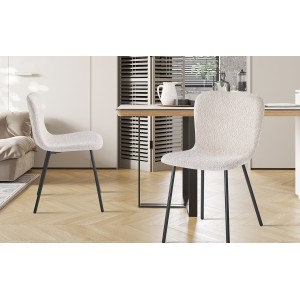 Chaise revêtement bouclé pour salle à manger coloris sable. Collection ALCAN