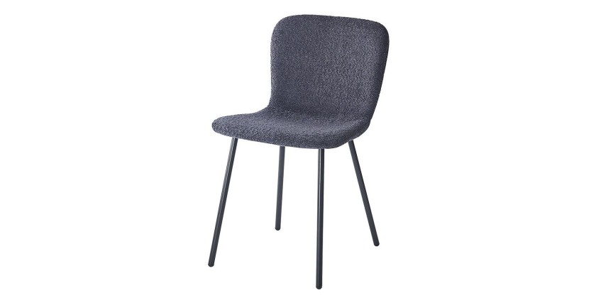 Chaise revêtement bouclé pour salle à manger coloris gris foncé. Collection ALCAN