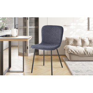 Chaise revêtement bouclé pour salle à manger coloris gris foncé. Collection ALCAN
