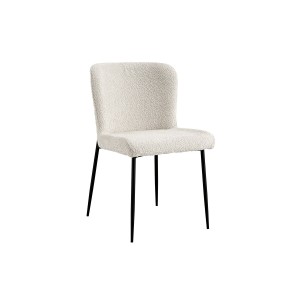 Chaise revêtement Bouclé pour salle à manger coloris Ecru. Collection LISE