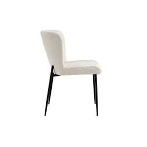 Chaise revêtement Bouclé pour salle à manger coloris Ecru. Collection LISE