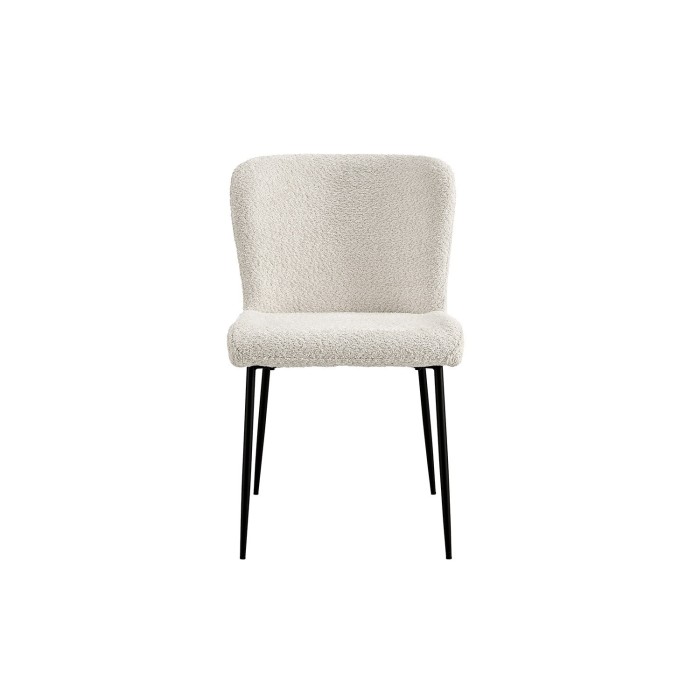 Chaise revêtement Bouclé pour salle à manger coloris Ecru. Collection LISE