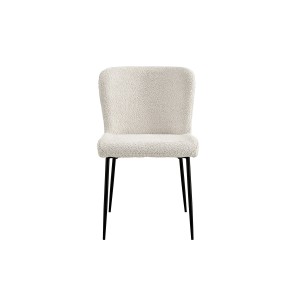 Chaise revêtement Bouclé pour salle à manger coloris Ecru. Collection LISE