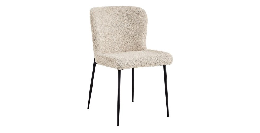 Chaise revêtement Bouclé pour salle à manger coloris Beige. Collection LISE