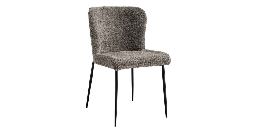 Chaise revêtement Bouclé pour salle à manger coloris Sable. Collection LISE