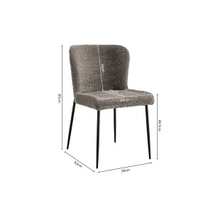 Chaise revêtement Bouclé pour salle à manger coloris Sable. Collection LISE