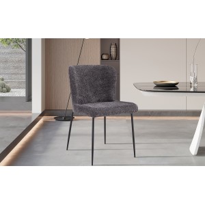 Chaise revêtement Bouclé pour salle à manger coloris Gris Foncé. Collection LISE