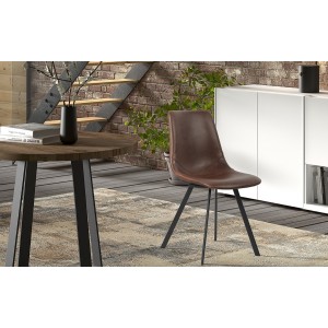 Chaise 'OSLO' PU Brun, dimensions : H84 x L44 x P57 cm