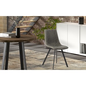 Chaise 'OSLO' PU Gris, dimensions : H84 x L44 x P57 cm