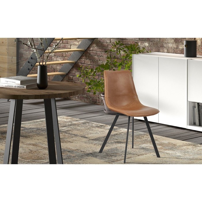 Chaise 'OSLO' PU Cognac, dimensions : H84 x L44 x P57 cm