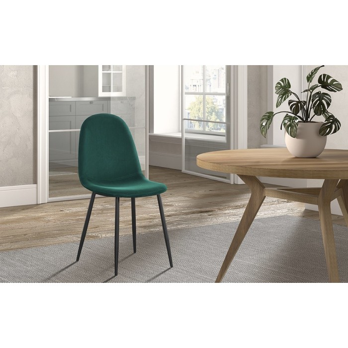 Chaise 'Boï' Velours Vert Pieds Noir