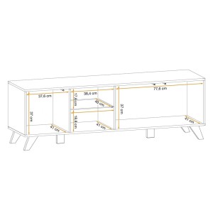 Meuble TV 160cm coloris chêne et noir avec éclairage LED intégré collection NIELSEN.