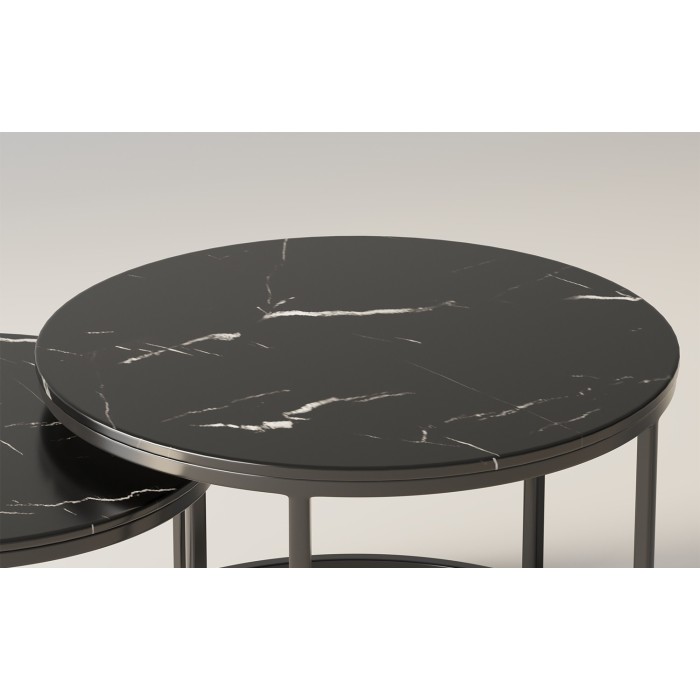 Table basse collection NAZARI. Meuble type CONTEMPORAIN. Marbre noir.