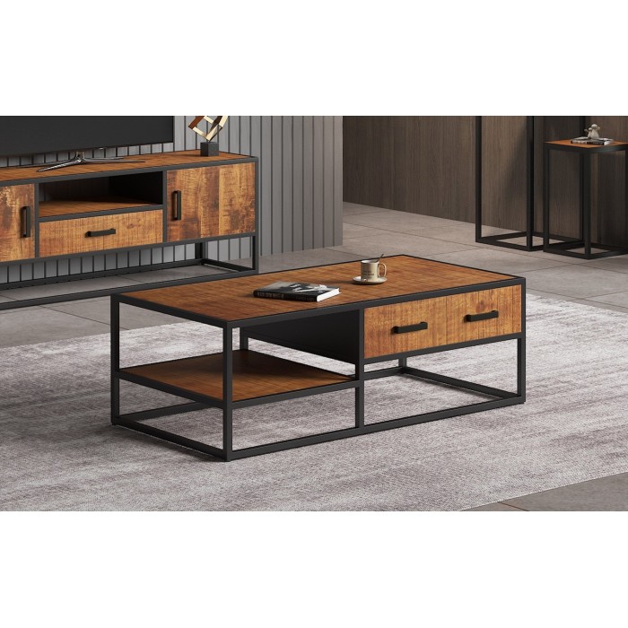 Table basse collection MADEIRO marron-bois.