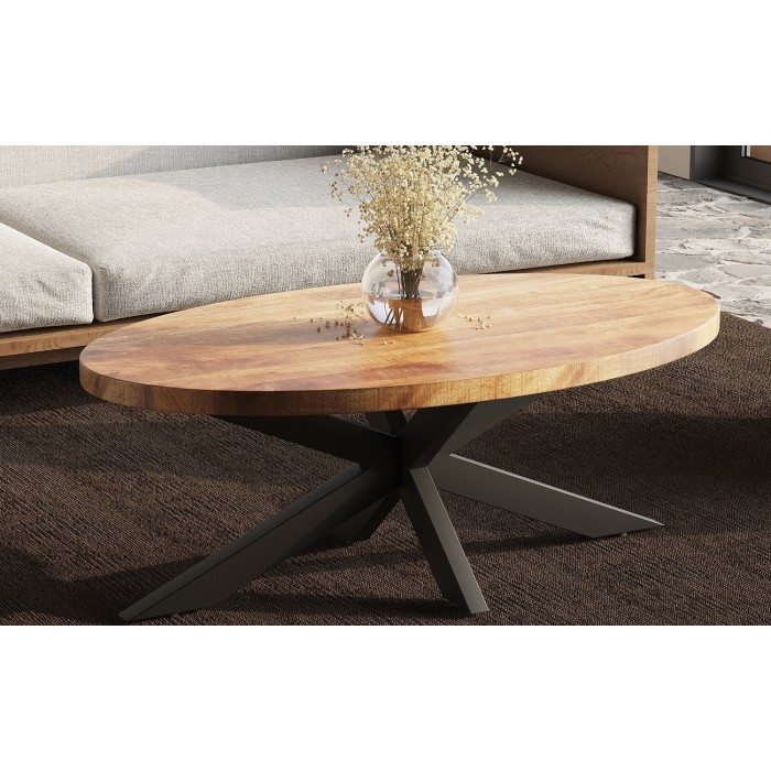 Table basse ovale collection MADEIRO marron.