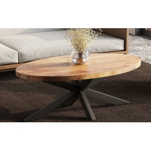 Table basse ovale collection MADEIRO marron.