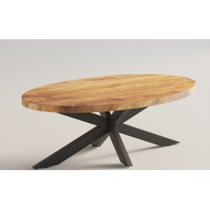Table basse ovale collection MADEIRO marron.
