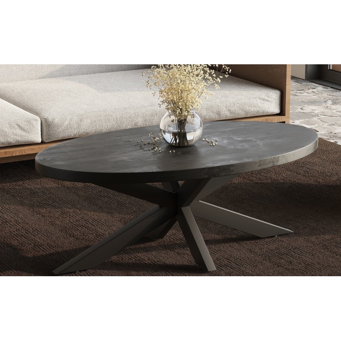 Table basse ovale collection MADEIRO noir.