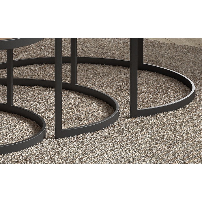 Table basse gigogne ronde noir collection LENOX. Meuble style industriel