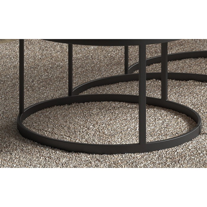 Table basse gigogne ronde noir collection LENOX. Meuble style industriel