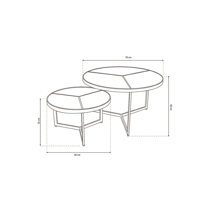 Table basse gigogne ronde en bois massif exotique. finition noir collection LAVE.