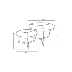 Table basse gigogne ronde en bois massif exotique. finition noir collection LAVE.