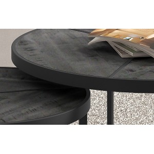 Table basse gigogne ronde en bois massif exotique. finition noir collection LAVE.