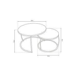 Table basse gigogne ronde en bois massif exotique. Finition noir. Collection LARSON.