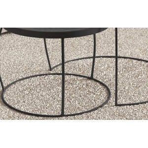 Table basse gigogne ronde en bois massif exotique. Finition noir. Collection LARSON.