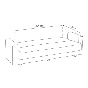 Canapé 3 places convertible gris clair ZEN, couchage 180x100 cm