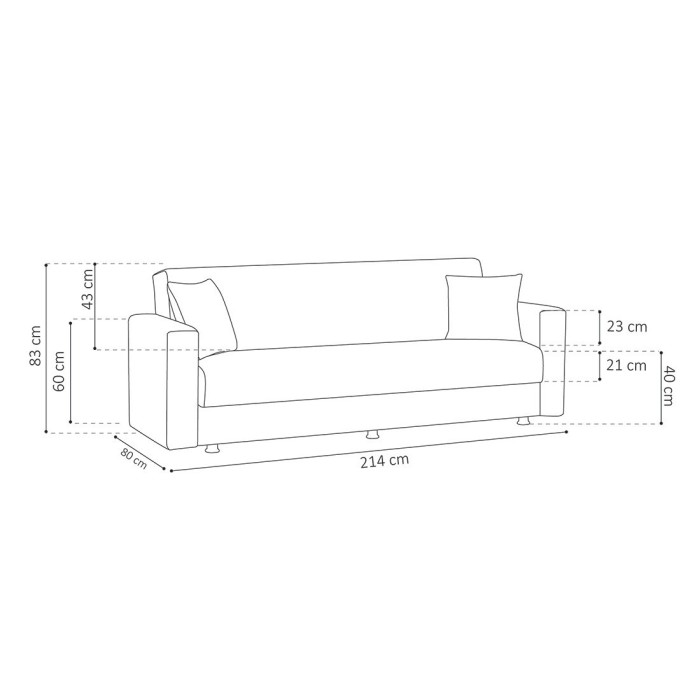 Canapé 3 places convertible gris clair ZEN, couchage 180x100 cm