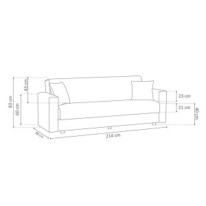 Canapé 3 places convertible gris clair ZEN, couchage 180x100 cm