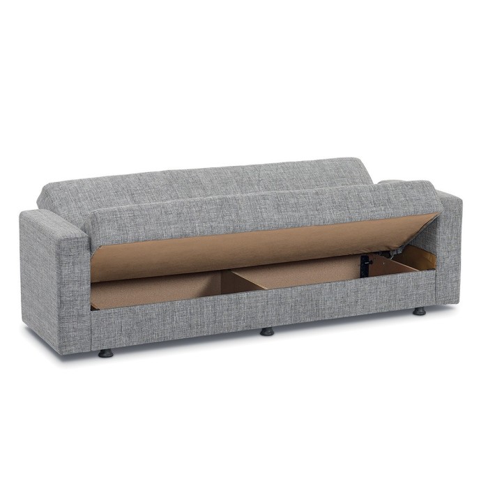 Canapé 3 places convertible gris clair ZEN, couchage 180x100 cm