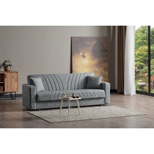 Canapé 3 places convertible gris clair ZEN, couchage 180x100 cm