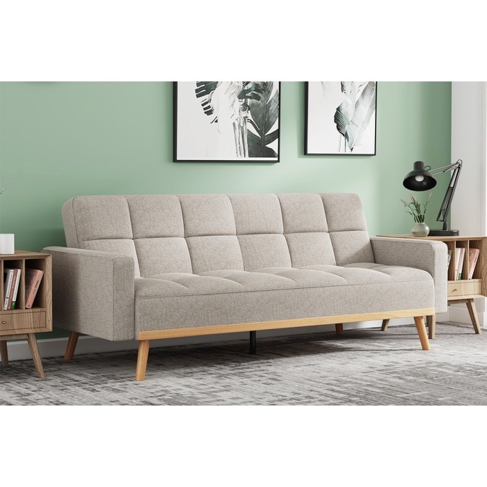 Canapé lit 3 places convertible beige collection ADONA