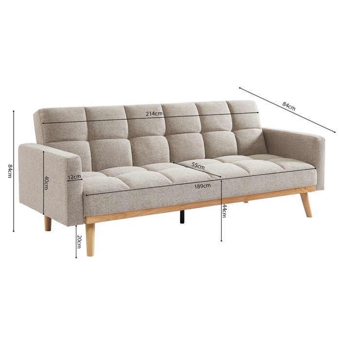 Canapé lit 3 places convertible beige collection ADONA