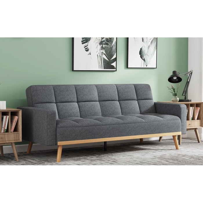 Canapé 3 places convertible gris ADONA