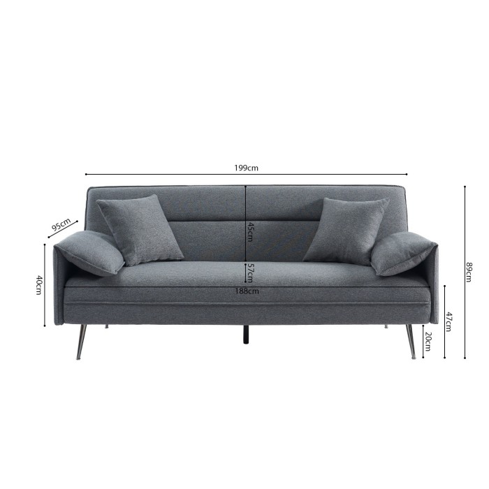 Canapé 3 places convertible gris collection SILAS