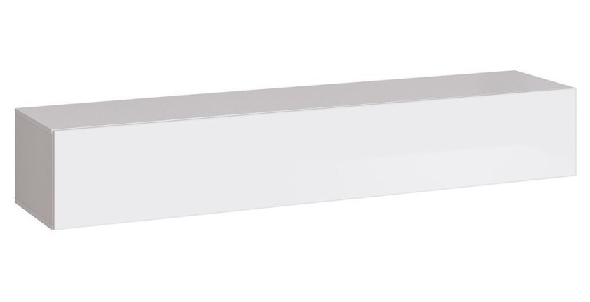 Meuble TV suspendu 180cm coloris blanc collection SWITCH. Finitions brillantes.