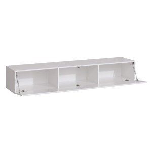 Meuble TV suspendu 180cm coloris blanc collection SWITCH. Finitions brillantes.