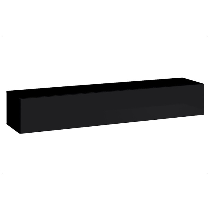 Meuble TV suspendu 180cm coloris noir collection SWITCH. Finitions brillantes.